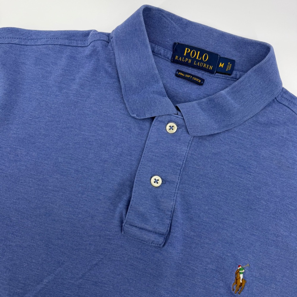 Polo Ralph Lauren Polo Shirt Mens M Blue Pima Soft Touch Short Sleeve‎ Pony Logo